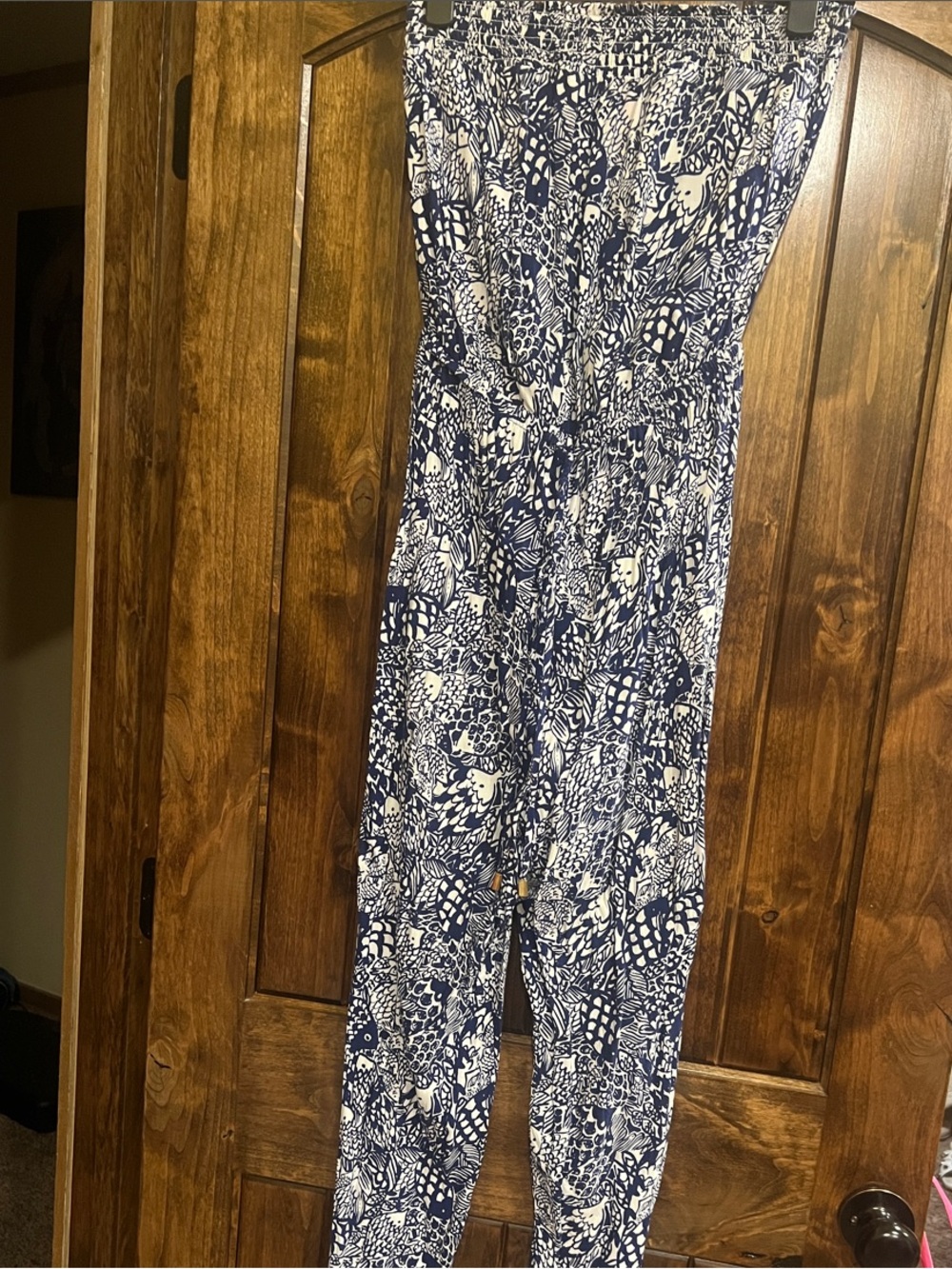 Lilly Pulitzer for Target Navy & White Printed Strapless Romper Jumpsuit